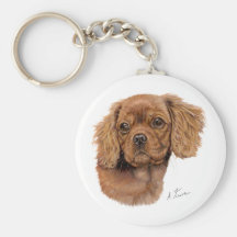 Keyring : Ruby Cavalier king charles spaniel puppy Keychain