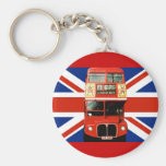 Keyring with Bus and British Flag Key Chains