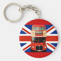 Keyring with Bus and British Flag Key Chains