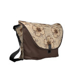Khaki and Brown Hibiscus Flower Messenger Bag
