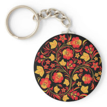 Khokhloma Hohloma Russian Folk Art Keychain