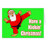 Kickin Santa Black Belt Christmas Cards