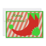Kid Christmas Party Invitation Elf Shoe Green Red