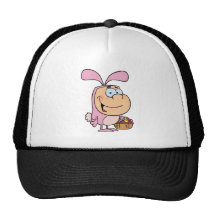 Kid In The Bunny Suit Holding A Basket Of Eggs Trucker Hat