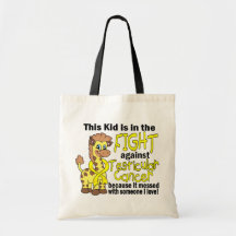 Kid In The Fight Against Testicular Cancer Tote Bags