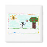 Kid playing with kite magnets