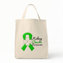 Kidney Cancer Survivor Flower Green Ribbon Canvas Bags
