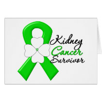 Kidney Cancer Survivor Flower Green Ribbon Cards