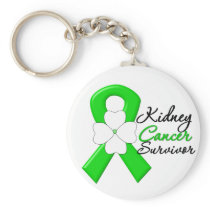 Kidney Cancer Survivor Flower Green Ribbon Key Chains