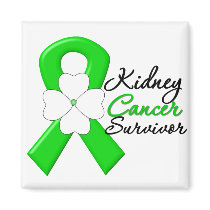 Kidney Cancer Survivor Flower Green Ribbon Magnets