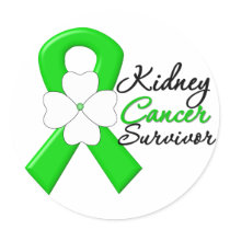 Kidney Cancer Survivor Flower Green Ribbon Round Sticker