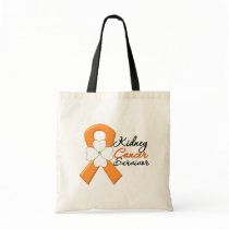 Kidney Cancer Survivor Flower Orange Ribbon Canvas Bags