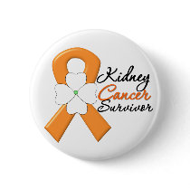 Kidney Cancer Survivor Flower Orange Ribbon Pin