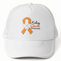 Kidney Cancer Survivor Flower Orange Ribbon Trucker Hats