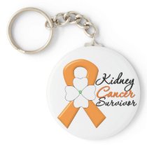 Kidney Cancer Survivor Flower Orange Ribbon Keychain