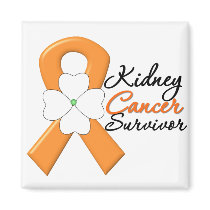 Kidney Cancer Survivor Flower Orange Ribbon Refrigerator Magnet