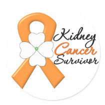 Kidney Cancer Survivor Flower Orange Ribbon Stickers