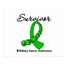 Kidney Cancer Survivor Green Gemstone Ribbon Post Card