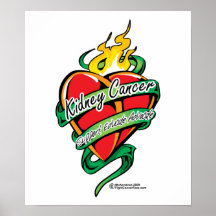 Kidney Cancer Tattoo Heart Posters