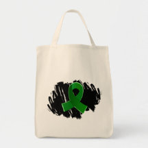 Kidney Disease Green Ribbon With Scribble Bags