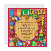 Kids birthday invitation 031: Basketball