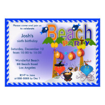 Kids Birthday Invitation: 034: Beach Party