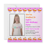 Kids Birthday Party Invitation Add Photo Cupcake