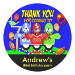 Kids birthday Thanks Stickers: American Football