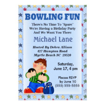 Kids Bowling Birthday  Invitation