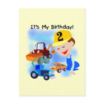 Kids Construction 2nd Birthday Tshirts and Gifts Postcards