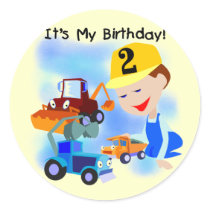 Kids Construction 2nd Birthday Tshirts and Gifts Stickers