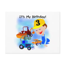 Kids Construction 3rd Birthday T-shirts and Gifts Postcards