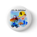 Kids Construction 4th Birthday T-shirts and Gifts buttons