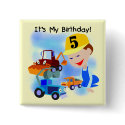 Kids Construction 5th Birthday Tshirts and Gifts buttons