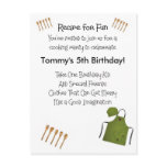 Kids Cooking Theme Invitation Postcards