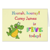 Kids Cute 5th Birthday Personalise for Girl or Boy Greeting Cards