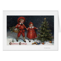 Kids Finished Decorating Tree Greeting Card