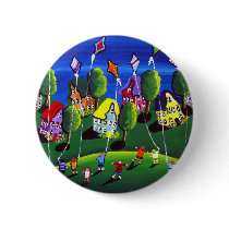 Kids Flying Kites Folk Art