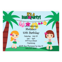 Kids Hawaiian Luau Invite