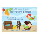 Kids Mermaid Pool Birthday Party Personalized Announcements
