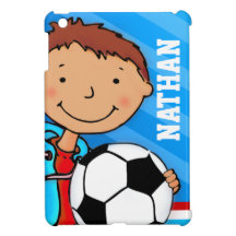 Kids name soccer / football boy blue ipad mini
