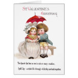 Kids 'Neath Umbrella Vintage Valentine Greeting Card