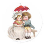 Kids 'Neath Umbrella Vintage Valentine Sticker