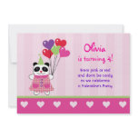 Kids Panda Valentine's Birthday Party Invitation