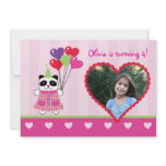 Kids Panda Valentine's Birthday Party Photo Invita