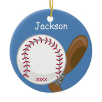 Kids Personalised Baseball and Bat Christmas Ornament