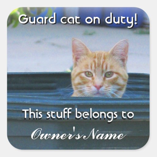 Kid's Personalised StickerGuard Cat on Duty Zazzle