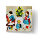 Kids playing with toys and christmas tree buttons