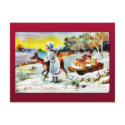 Kids playing with toys and christmas tree postcards