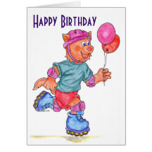 Kids Roller Skating Birthday Card